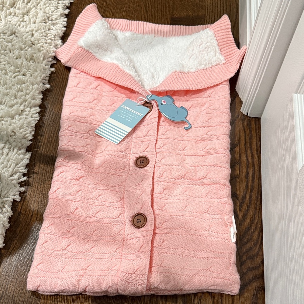 NWT Pink Baby Blanket with Buttons